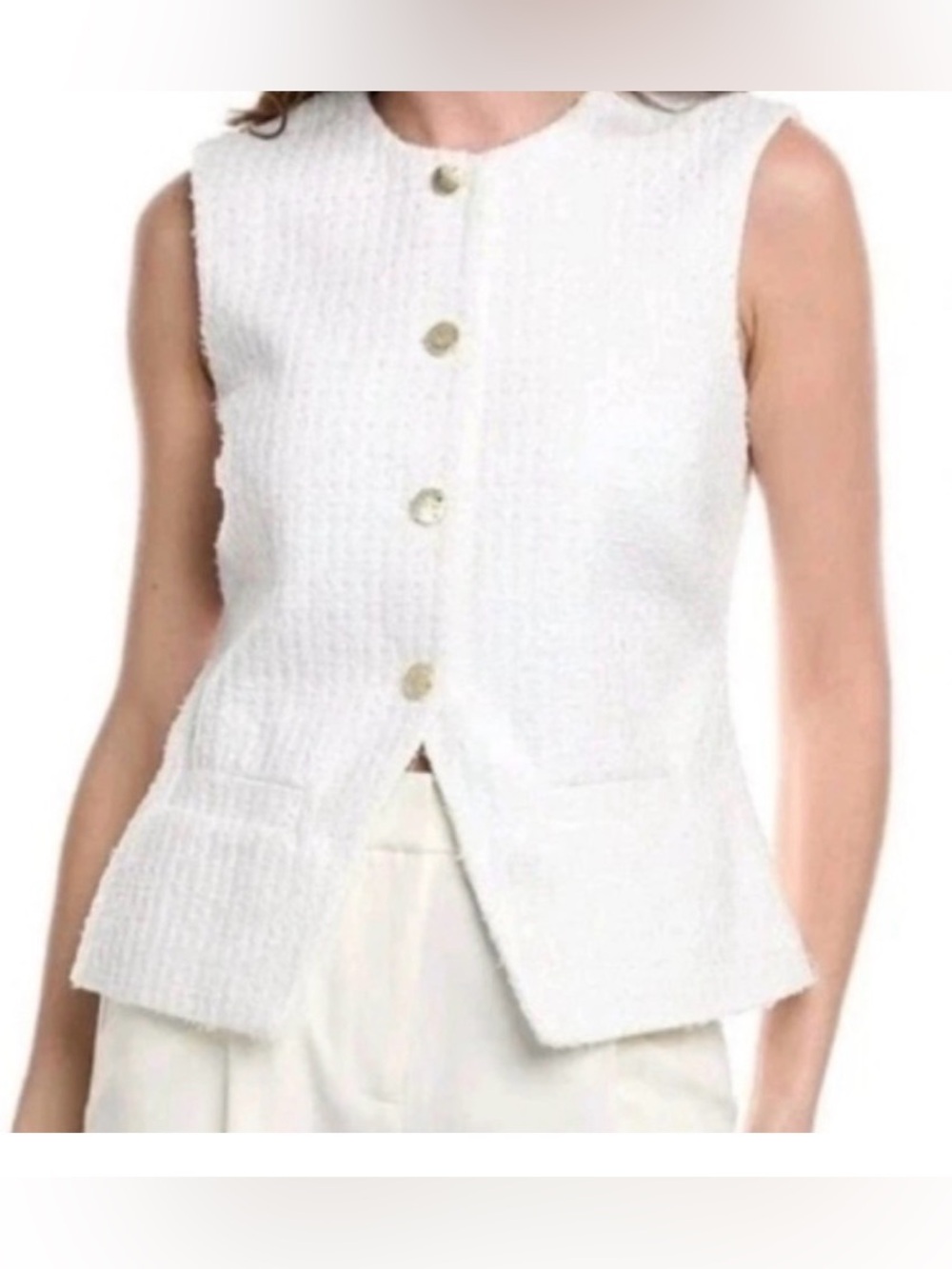 Nanette Lepore White Tweed Vest size Large